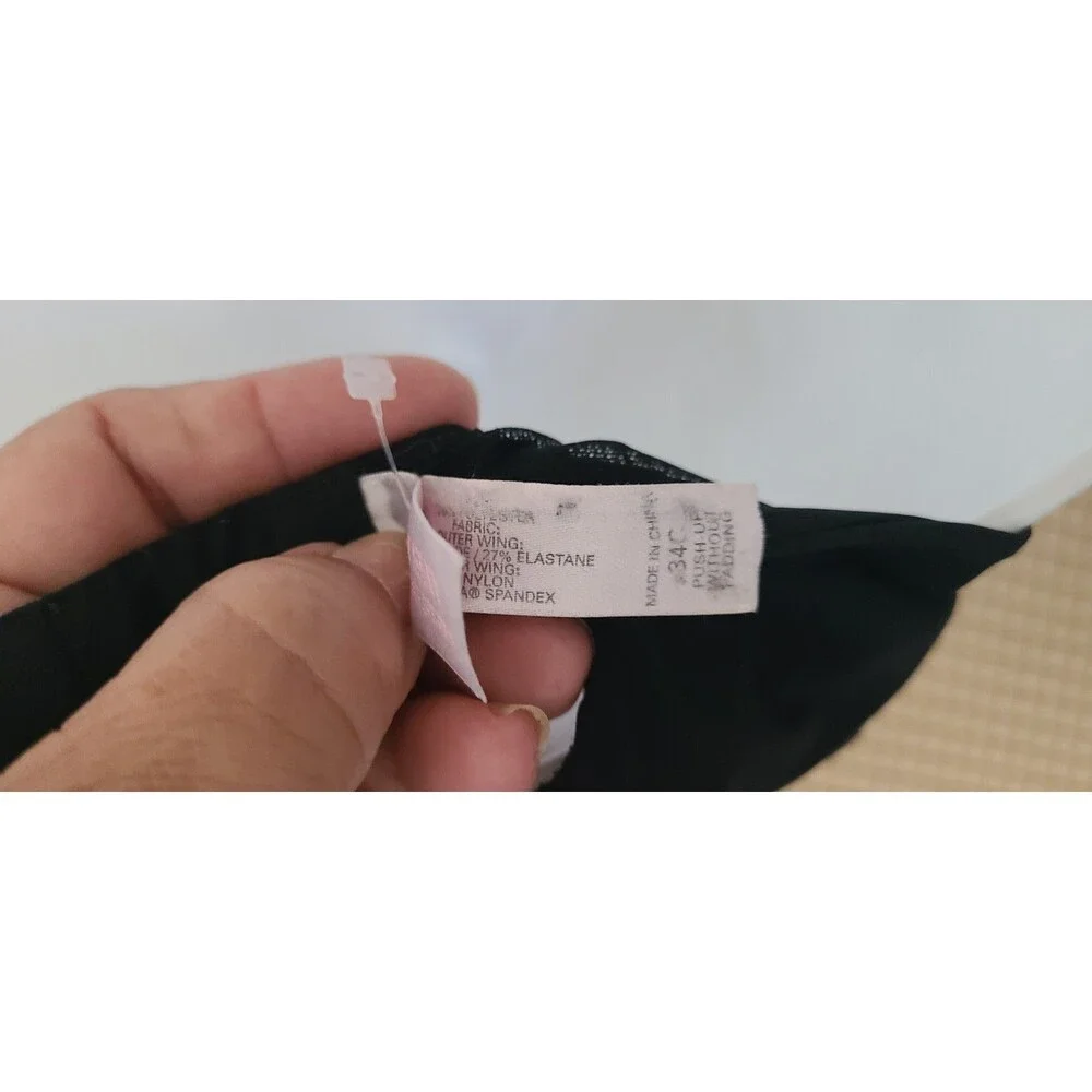 Victoria’s Secret Very Sexy Balconet Bra 34C Black Beige Semi Sheer Lace